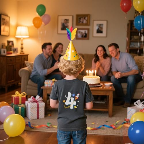 UNICOMIDEA Birthday Shirts Boy Cotton Front Cartoon Back Number Printed T-Shirt for 2-5 Years4