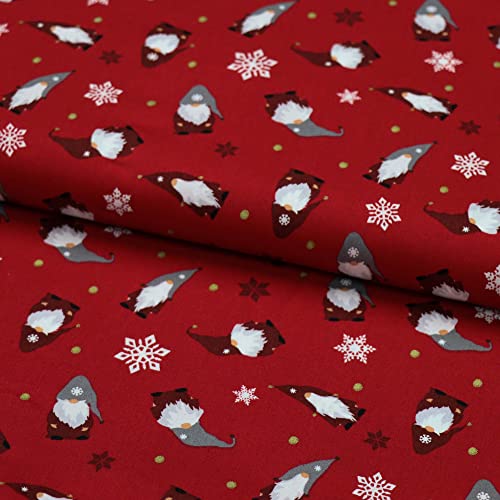 Stoff Baumwolle/Webware Weihnachten - Wichtel - zum Nähen von Weihnachtsdeko oder Adventskalender (Wichtel allover rot) Cover