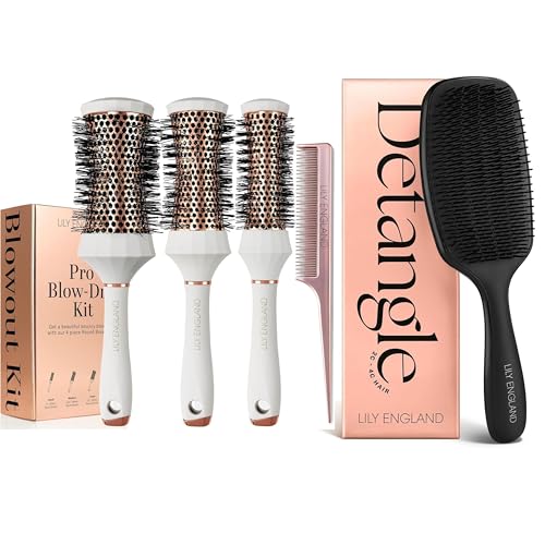 Kit de Cepillos para Desenredar y Peinar con Cepillos Redondos de Lujo – Pack para el Cuidado del Cabello, Desenredado sin Esfuerzo y Peinados de Calidad Profesional en Casa