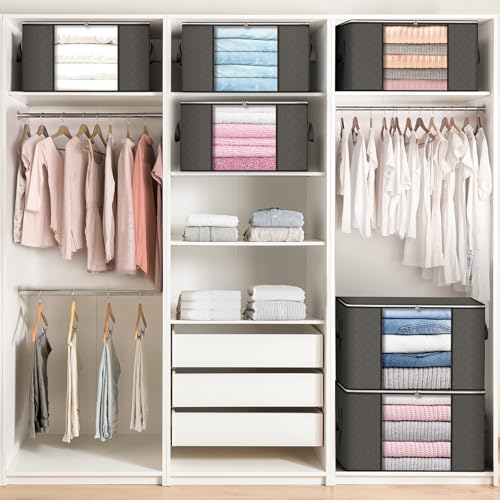 Budding Joy BAGS6-2.17 90 L Large Storage Bags, 6 Pack Clothes Storage Bins Foldable Closet Organizers Storage Containers thumb #3