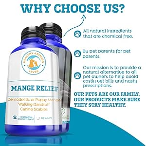 Healthy Animals 4 Ever Mange Relief for Dogs - Treatment for Itchiness, Scabs, & Hair Loss Caused by Mites - All-Natural, Homeopathic, Non-GMO, Organic - Gluten, Preservative & Chemical Free - 300 ct Healthy Animals 4 Ever Mange Relief for Dogs – Treatment for Itchiness, Scabs, & Hair Loss Caused by Mites – All-Natural, Homeopathic, Non-GMO, Organic – Gluten, Preservative & Chemical Free – 300 ct