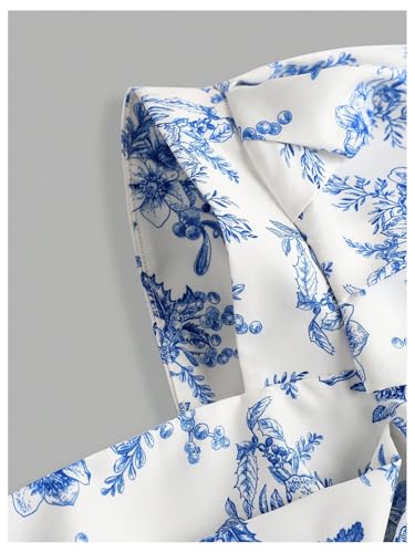 Floerns Girl's Floral Puff Sleeve A Line Dress Square Neck Ruched Boho Mini Dress3