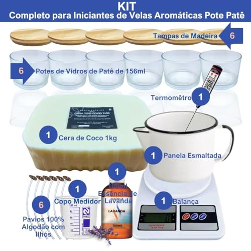 Kit para iniciantes de velas aromáticas com pote de patê