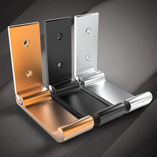Miniatura 6 de 12 ganchos plegables de 3 pulgadas, ganchos plegables dorados y negros, ganchos de pared de aleación de aluminio, soporte para auriculares montado