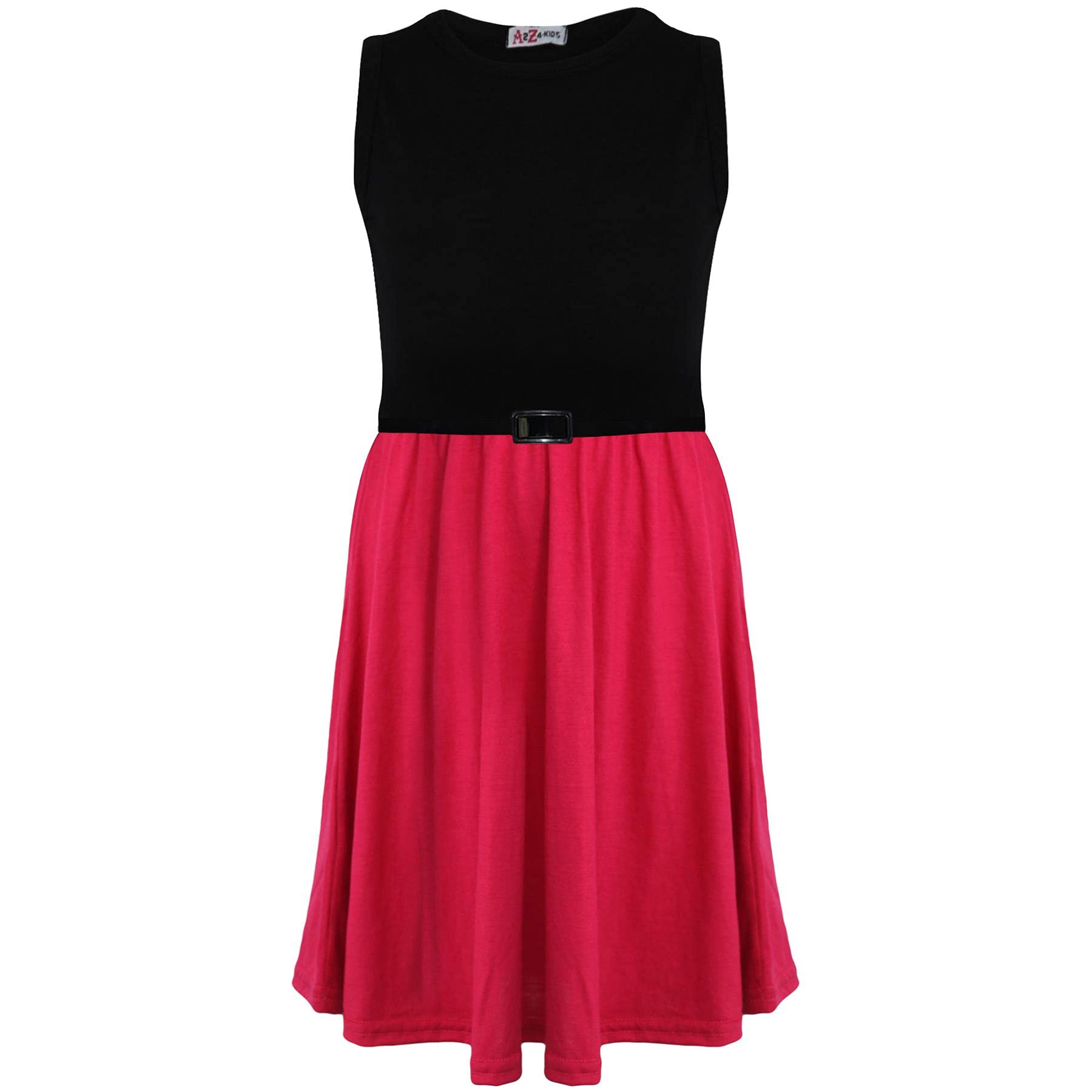 A2z 4 Kids Girls Pink Skater Dress Belted Summer Party Dance - Skater Dress Panel 11-12