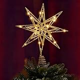Stella Albero di Natale, Puntale Albero di Natale Luminoso, Puntale Alberos Natales con Luci A 20 LED per L'interno Dell'ufficio, Decorazioni Alberos di Natales Capodanno