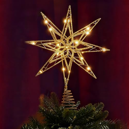 Stella Albero di Natale, Puntale Albero di Natale Luminoso, Puntale