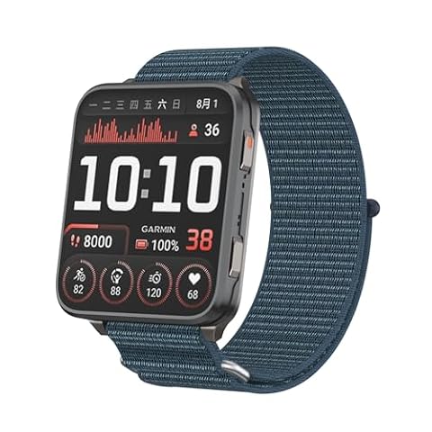 QJONSIU Pasek dla Garmin Venu X1, Oddychający Opaska Sportowa z Nylonu Strap Band-Szary Niebieski