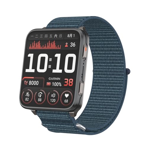 QJONSIU Pasek dla Garmin Venu X1, Oddychający Opaska Sportowa z Nylonu Strap Band-Szary Niebieski