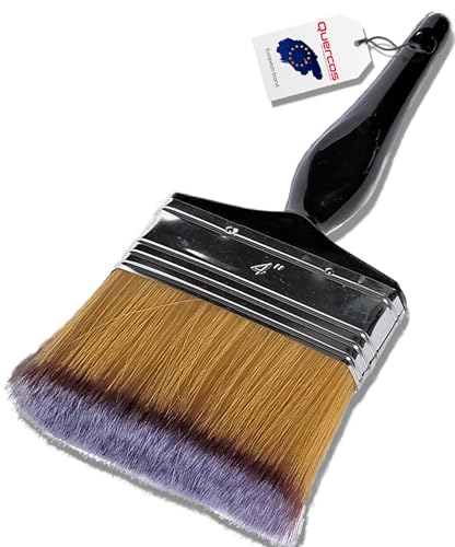 Quercos Pinceau de Surface 100mm. Pinceau Plat Evo-Fibre, Pinceau en Soie pour vitrifier ou vernir, Pinceau lasure. Pinceau Large Peinture. Brosse Rectangulaire.