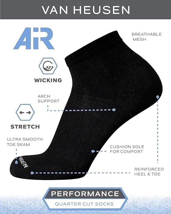 Van Heusen Men's Athletic Quarter Cut Socks (6 Pack)3