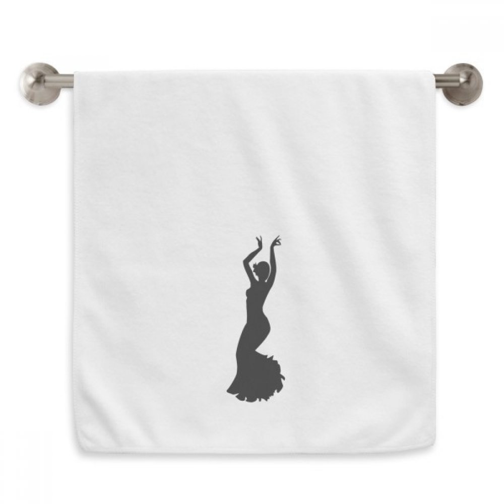 Serviette de toilette blanche motif danse folklorique 33x74 cm | Essuie-mains moelleux