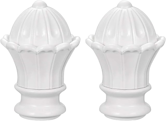 sourcing map Curtain Rod Cap Finials Plastic Vintage for 28mm Dia Rod White 63 x 90mm 2 Pcs
