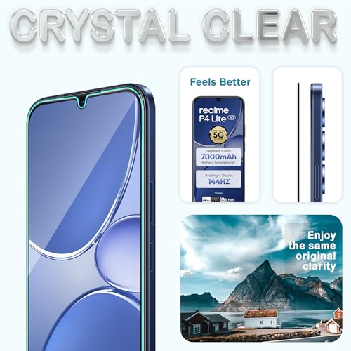 Image of ArmourPro Tempered Glass for Realme P4 Lite - 9H Screen Protector with Black Border, Anti Scratch, Edge-to-Edge Coverage, HD Clarity, Smooth Touch, Case Friendly | Black
