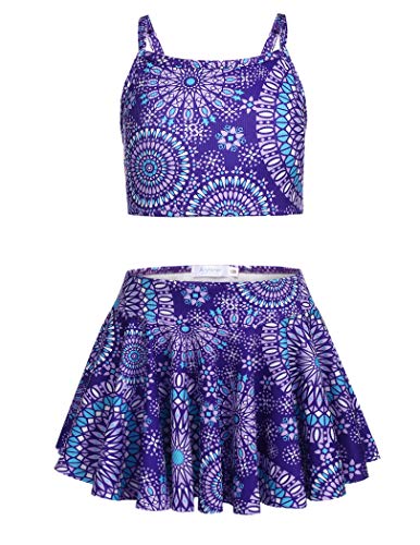 Image of Arshiner Girls 3 Piece Swimsuit for Teen Girl Tankini Swimsuits Bathing Suit Beach Bikini Swimwear with Skirt