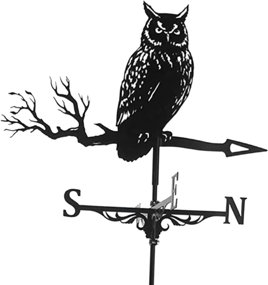 WIQUYBML Rooster Shape Weathervane Roof Mount Weather Vane Outdoor Scene(Owl)