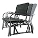 Giantex Outdoor Gliders for Outside Patio - Porch Glider w/Steel Frame, Weather Resistance HDPE Back & Seat, 600Lbs Capacity Loveseat, 2-Seat Rocker for Deck, Yard, Lawn, Outdoor Glider Bench (Black)