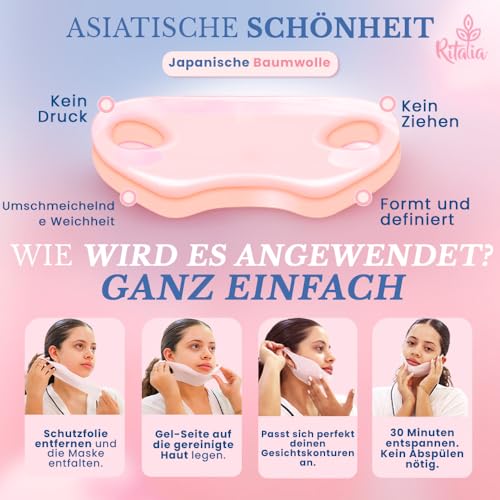 Ritalia 5er Set Kinnmaske zur Reduzierung des Doppelkinns mit Kollagen und Hyaluronsäure