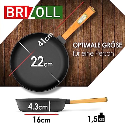 Gusseisenpfanne 22 cm mit Holzgriff für alle Herdarten