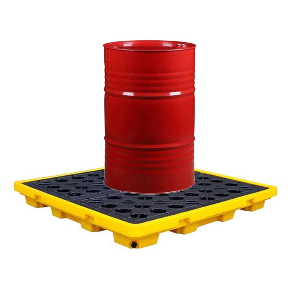 JKJZSALJ Modular Plastic Spill Containment Platform, Industrial Spill Pallet For Warehouses, 17, Heavy-Duty Design, 130X68X15Cm & 72X72X16Cm, Maximize Safety & Eff,Yellow,130 * 130 * 15cm