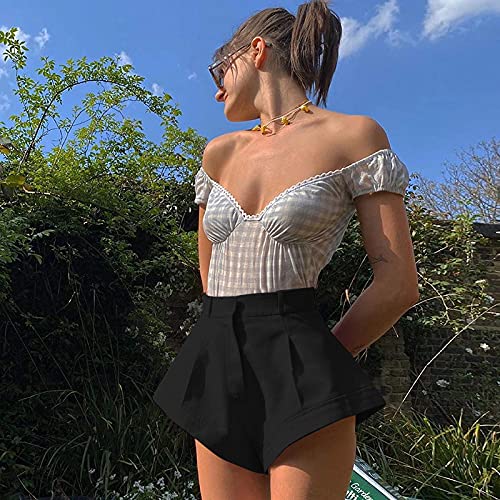 THLAI Pants for Women High Waisted Flare Sexy Hot Pants Summer Trousers Casual Streetwear2