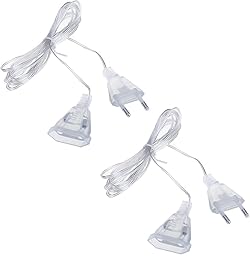 IBXWMNG Confezione da 2 Prolunga Elettrica 5m Trasparente Presa Europea Prolunga di alimentazione per Catene Luminose LED Accessori per Illuminazione da Interni
