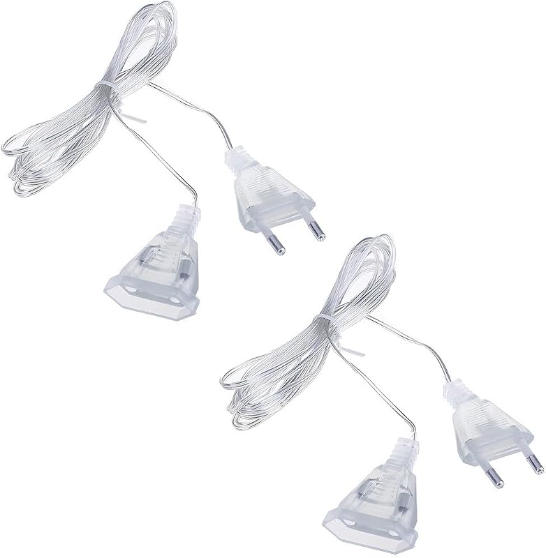 IBXWMNG Confezione da 2 Prolunga Elettrica 5m Trasparente Presa Europea Prolunga di alimentazione per Catene Luminose LED Accessori per Illuminazione da Interni