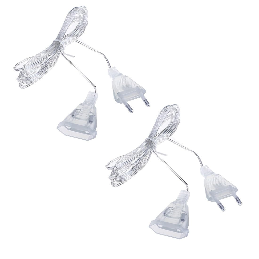 IBXWMNG Confezione da 2 Prolunga Elettrica 5m Trasparente Presa Europea Prolunga di alimentazione per Catene Luminose LED Accessori per Illuminazione da Interni - 1