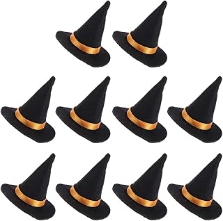 Kisangel 10pcs Mini Felt Witch Hats Halloween Wine Bottle Topper Witch Handmade Caps for DIY Table Dining Supplies