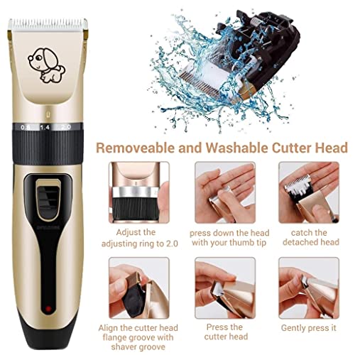 Image of DPISZONE Professional Automatic Rechargeable Pet Hair Trimmer with Comb for Dogs, Dog Cat Clipper Grooming Kit Low Noise Dog Hair Grooming kit for Dogs Cat Pet Trimmer