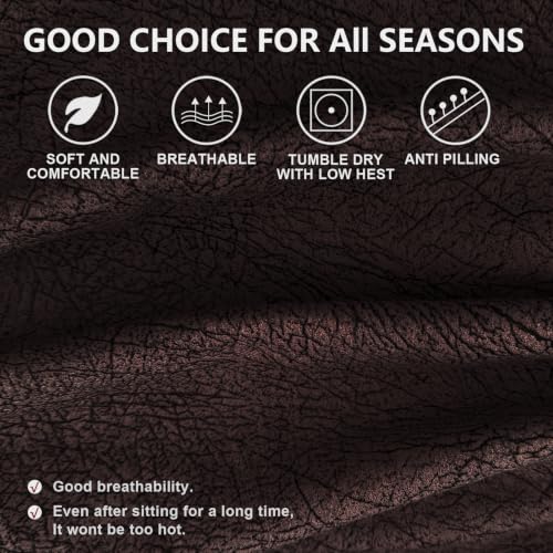 Image of ANARACHON Leather Like Recliner Chair Covers Heavy Duty, 4 Pieces Recliner Cover for Recliner Chair, Leather Cover for Recliner slipcovers Washable for Pets (256Chocolate)