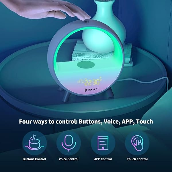 Dekala Arches Gradual Sunrise Alarm Clock with Wireless Charging, Sunset White Noise Sound Machine Loud Sunsire Alarm Clock for Heavy Sleepers Smart Ambient Lamp by Dekala - Image 3