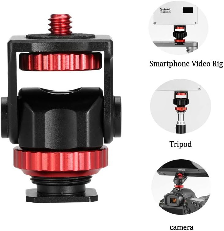 Mini Hot Shoe Mount Adapter,Dazzne 360 Degree Standard Shoe Mount for Cameras,Smartphone,Gopro,LED Video Light,Microphone,Video Monitor and Ring Flash Light——1/4'' Thread Screw