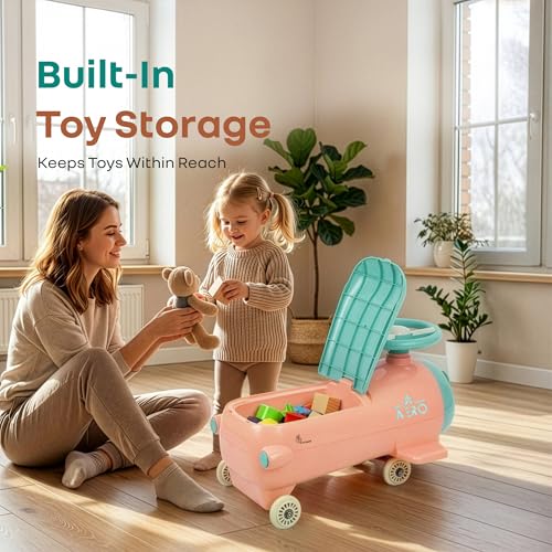 Image of R for Rabbit Iya Iya Aero Ace Swing Car for Kids, 2 in 1 Baby Ride On & Magic Toy Panda Car, ABEC7 Bearing Smooth Wheels with Storage Seat, Ideal for 2+ Years Boys & Girls, Upto 50 Kgs (Peach Green)
