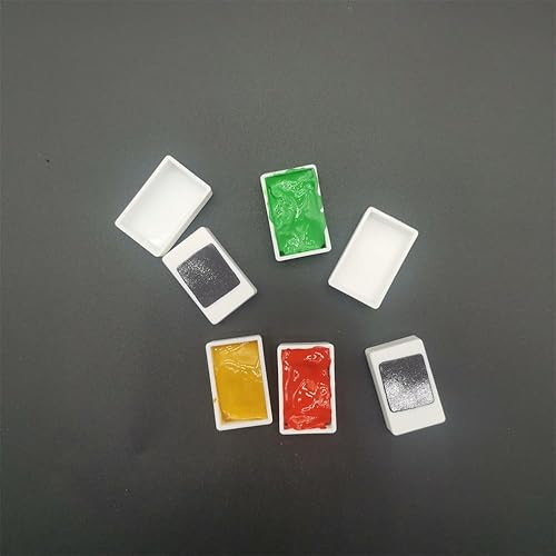 Miniatura 10 de Paleta de lata vacía de acuarela vacía caja de pintura de metal que contiene 20 piezas de plástico completo sartenes con rayas magnéticas en la