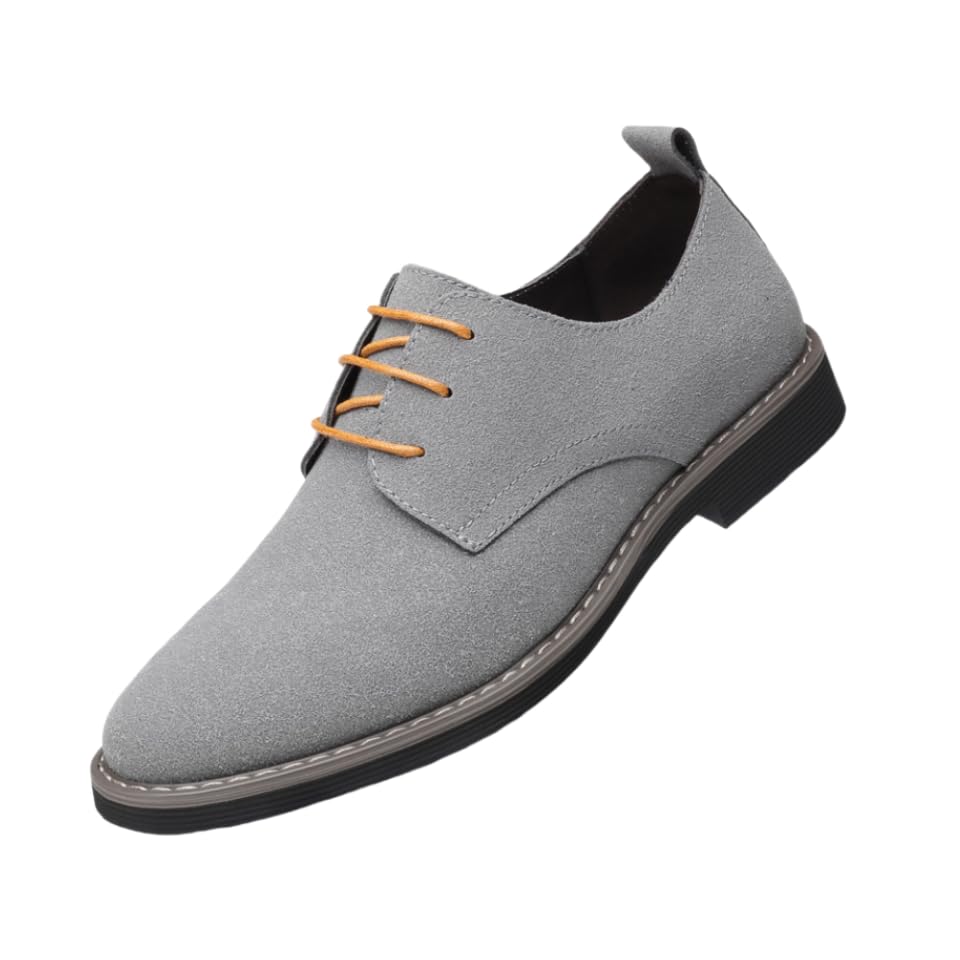 Men's Suede Dress Oxfords Shoes Fashion Round-Toe Lace up Low Top Nubuck Leather Casual Shoes Classic Business Formal Derby Shoe