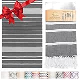 Mebien touche de la nature Premium Turkish Beach Towel – 100% Cotton, Quick Dry, Sand Free, Oversized Quick Dry Towel 35"x 67" – Ideal for Travel, Pool, and Beach Blanket – Black Color
