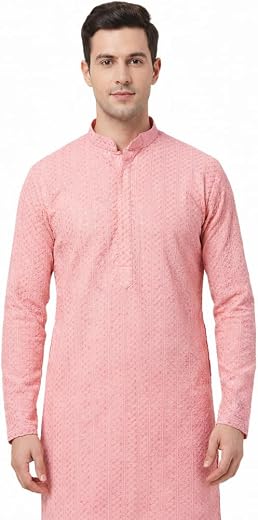 Enmozz Men's Rayon Lucknowi Chikankari Kurta Only |Sequence |Embroidery