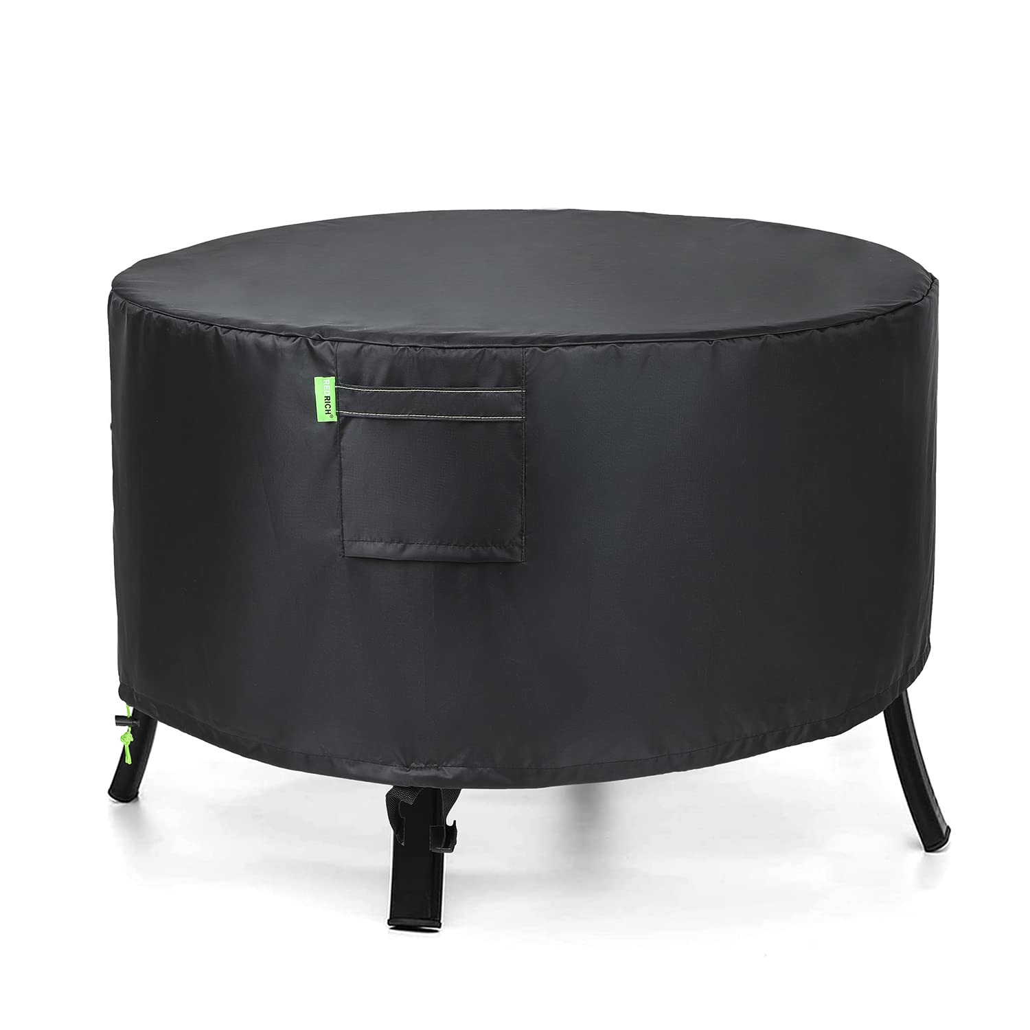 REDRICH Fire Pit Cover Round – Heavy Duty Outdoor Firepit Cover, Full Coverage Patio Outdoor Fireplace Cover, Dustproof Anti UV and Waterproof, 38’’L