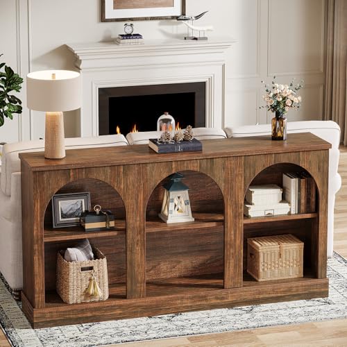 Tribesigns Farmhouse Console Table, 63-Inch Long 3 Tier Entryway Table with Storage, Wooden Rectangular Sofa Table Behind The Couch for Entrance, Hallway, Living Room, Dark Brown by Tribesigns - Image 3
