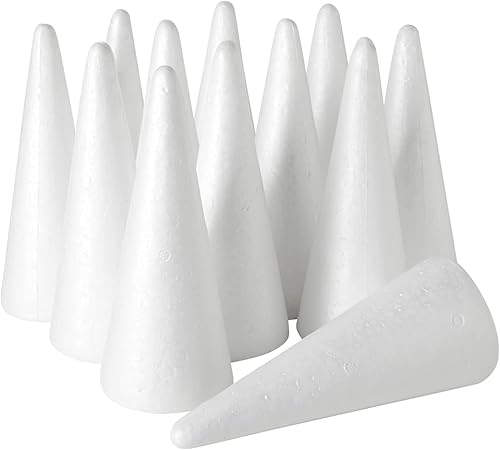 Miniatura 6 de Juvale Conos de espuma con formas de cono para manualidades, 2.87 x 7.25 pulgadas, poliestireno blanco, paquete de 12 unidades, decoración y