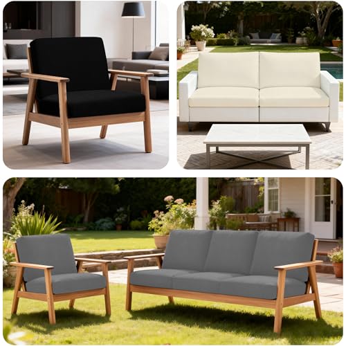 Image of BIETYONE 4Pcs Patio Stretch Cushion Covers,Outdoor Sofa Replacement Cover Slipcovers for Patio Furniture Cushion Covers, Washable Reusable Furniture Protector