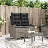 Lumanois Banc inclinable de Jardin avec Coussins Gris résine tressée Mobilier de Jardin Gris,368238