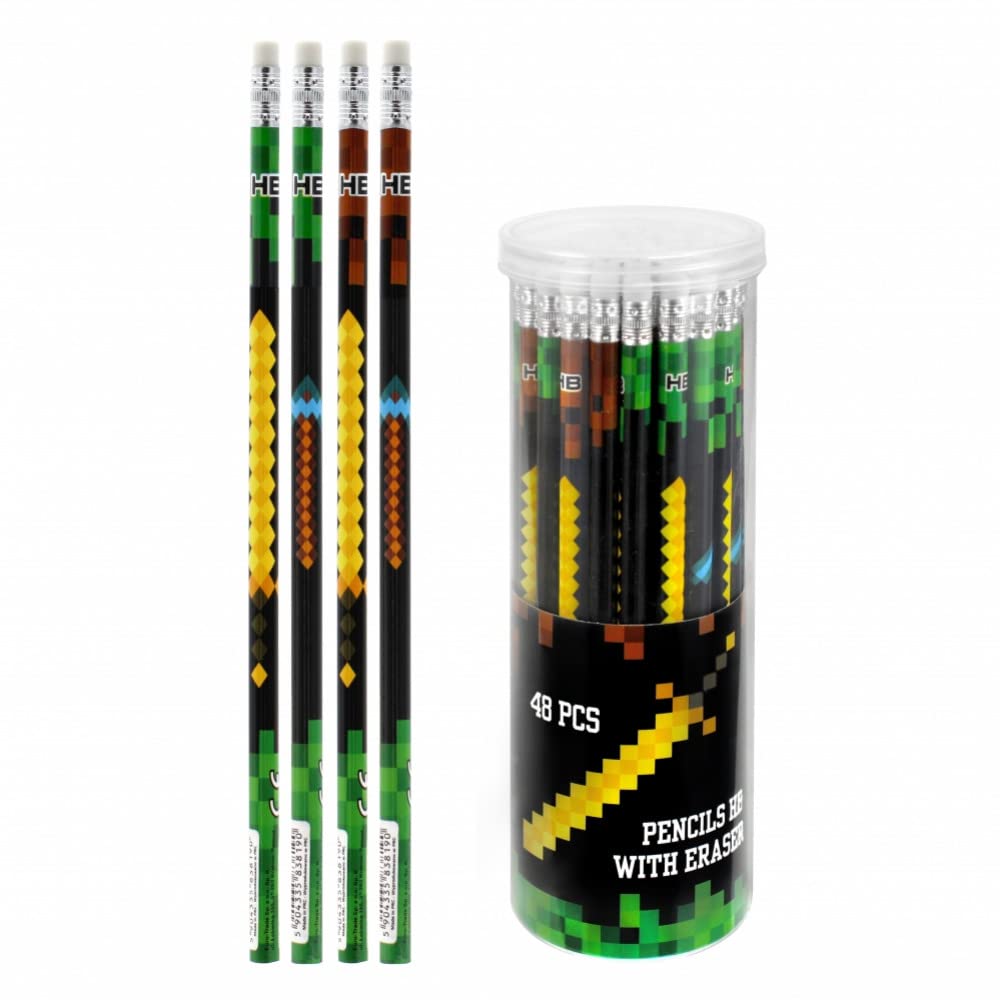 20-teiliges Bleistift-Set – 12 HB Bleistifte & 8 Radiergummis, Mit Gaming-Design, Für Schule & Büro