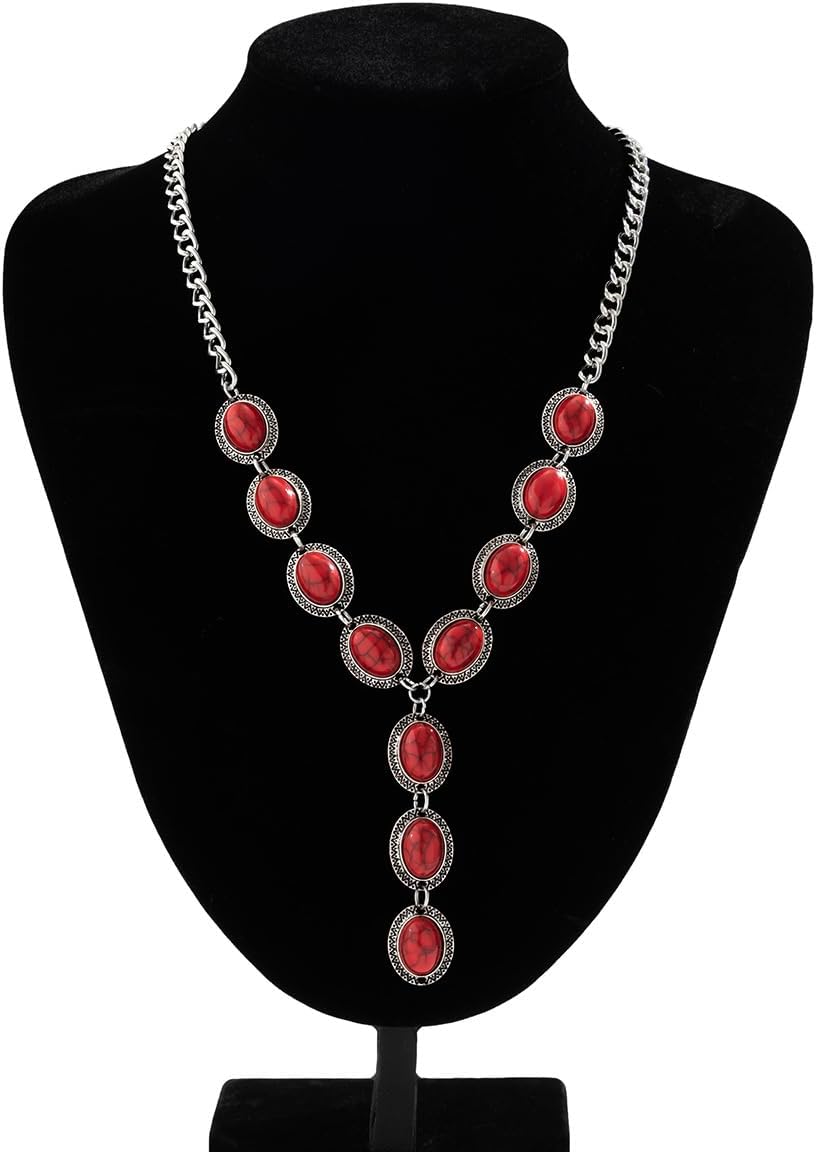 Turquoise Y-shaped Necklace Western Turquoise Pendant Necklaces Bohemian Long Turquoises Y Necklace - Image 3