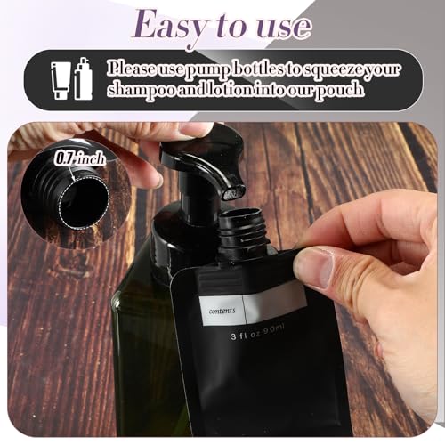 3 oz 60 Pack Leakproof Empty Squeeze Pouches Refillable Travel Size Containers Liquid Pouches for Toiletries TSA Approved Travel Lotion4