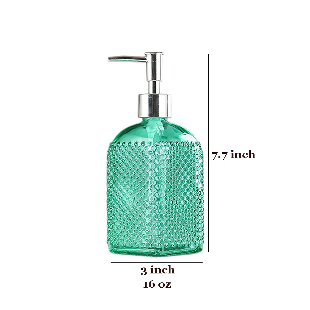 Sizikato Dispenser di sapone in vetro con superficie in rilievo con pompa, 473,6 g