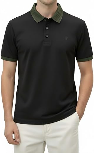SMOWKLY Men’s T-Shirt | Stylish T Shirt with a Ribbed Collar | Soft Breathable Lightweight Polyester Blend | Stylish Regul...