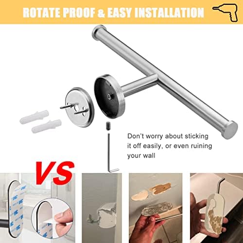 Toilet Roll Holder Wall Mounted Double Toilet Paper Holders Uvish Loo Roll Tissue Hanger Dispenser Screws Mounting for Bathroom, WC, Waterproof, Non-slip Design, Stainless Steel Brushed