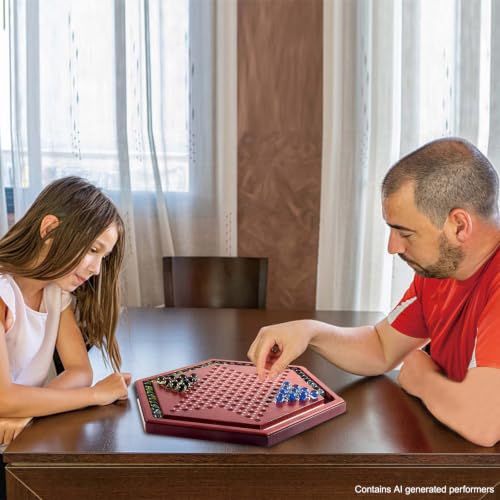 Juego de mesa chino de mesa de madera con 60 canicas de colores miniatura 7